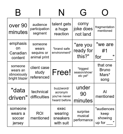Upfront Bingo Card