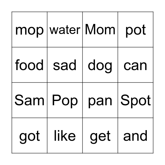 Don Gets a Dog Bingo Card