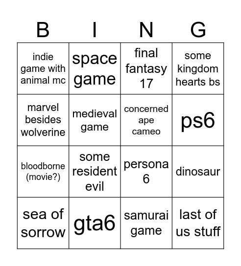 Untitled Bingo Card