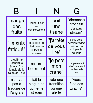 Typical stream de Lou Bingo Card