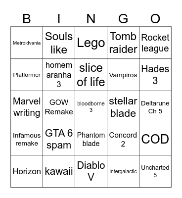 State of Play Bingo Card