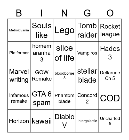 State of Play Bingo Card