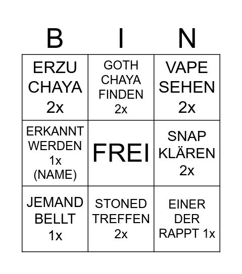 OmeTV Bingo Card
