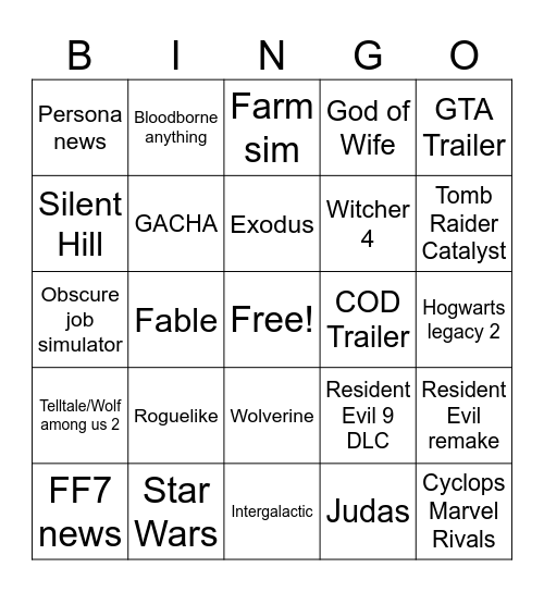 STATE OF PLAY/SGF WEEK Bingo Card