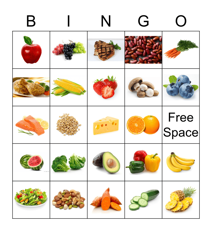 Healthy Foods Bingo Card