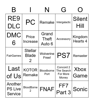 PlayStation State of Play Bingo Card June 2nd Bingo Card