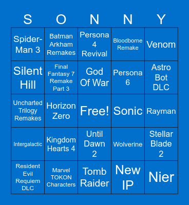 State Of Play Bingo Card
