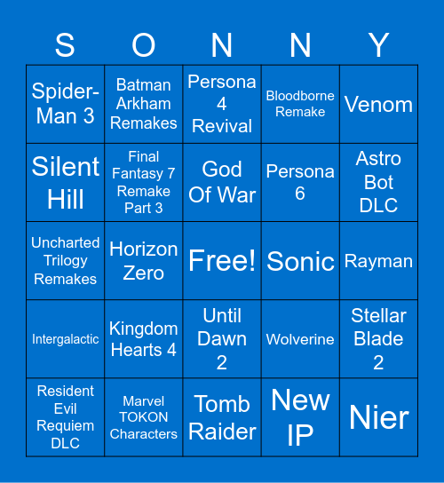 State Of Play Bingo Card