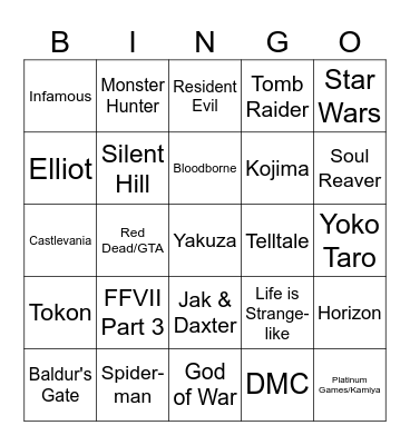 State of Play Bingo Card