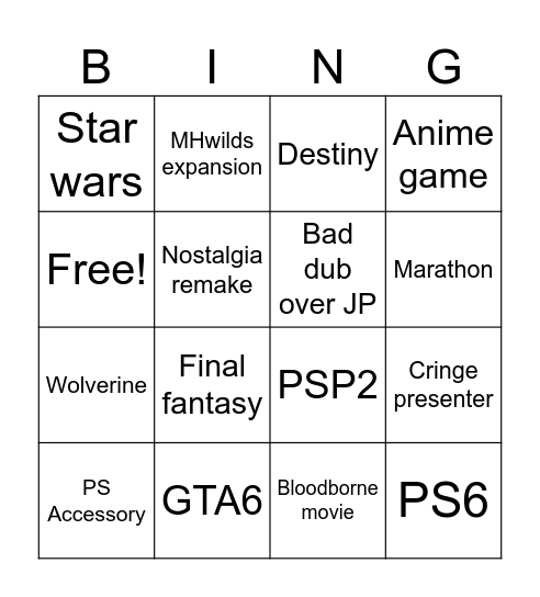 Untitled Bingo Card