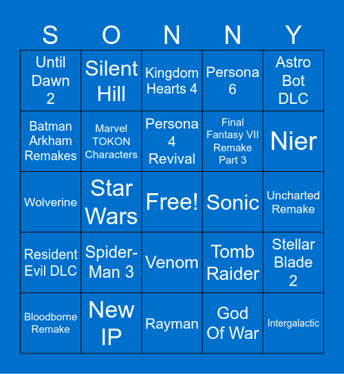 State Of Play Bingo Card