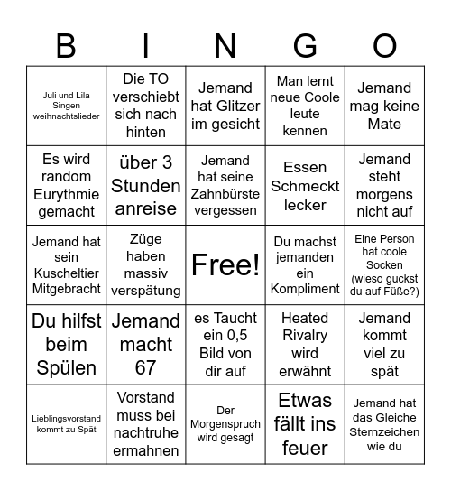 Sommertagungs Bingo Card