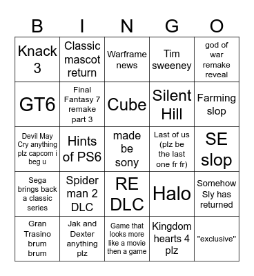 state of play 2/6 26 Bingo Card