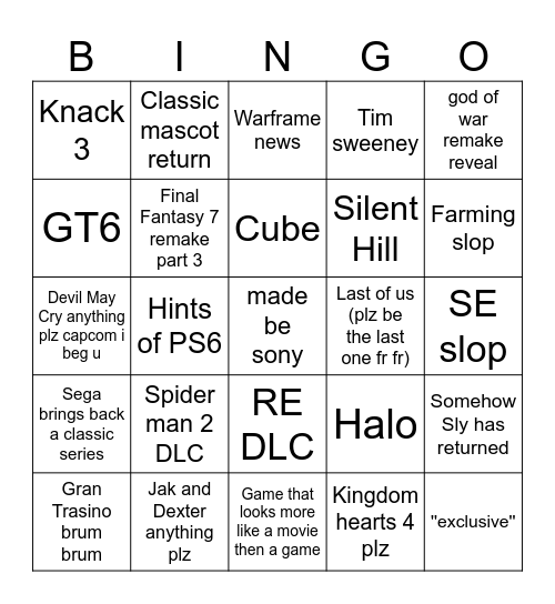 state of play 2/6 26 Bingo Card