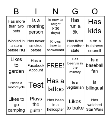 GTKY Bingo Card