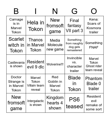 State of Play June 2026 Bingo Card