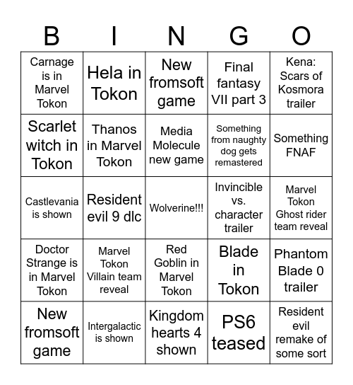 State of Play June 2026 Bingo Card