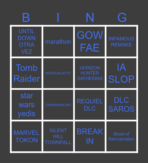 PlayStation Showcase Bingo Card