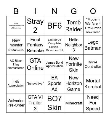 State of Play 2026 Bingo Card