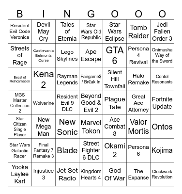 Summer Games Fest and Friends Bingo Card