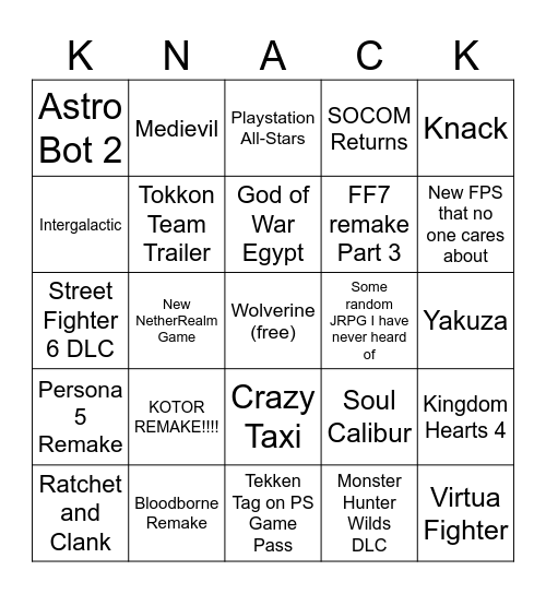 State of Play June 2026 Bingo Card