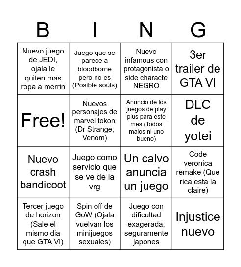 State of Play Jun-2026 ganador Bingo Card