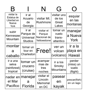 ¿Qué has hecho? Bingo Card