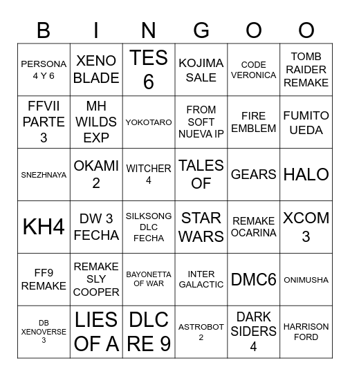 NOE3 2026 Bingo Card