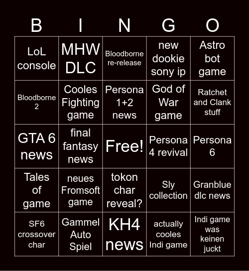 State of Play 26 Bingo Card