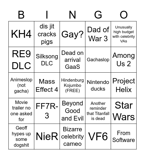 Summer Games Fest Bingo Card