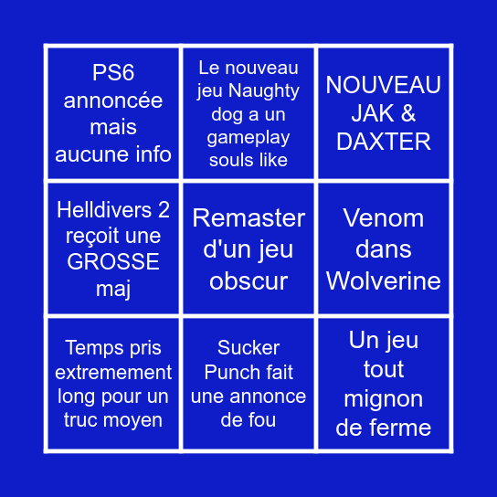 STATE OF PLAY Bingo Card