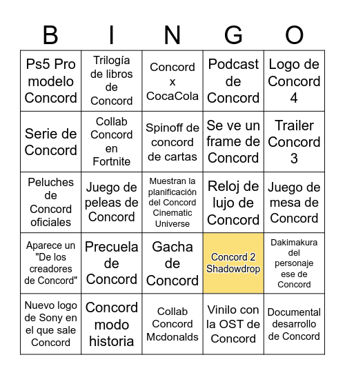 State of Play Bingo Card