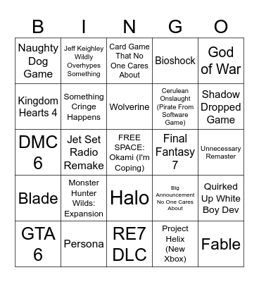 Summer Games Fest Week Bingo Card