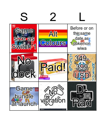 switch 2 lite Bingo Card