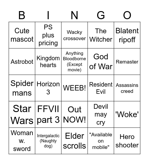 State of play Bingo Card