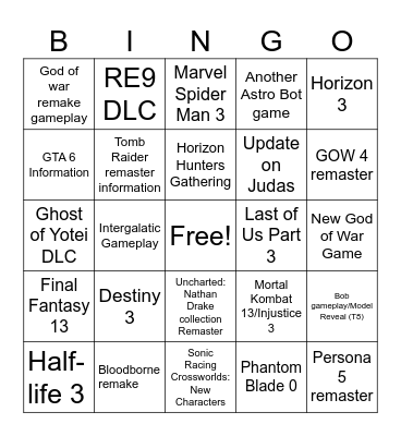 State of Play but I can’t play Bingo Card