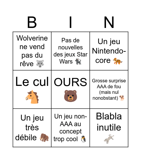 State of play de MERDE 2026 Bingo Card