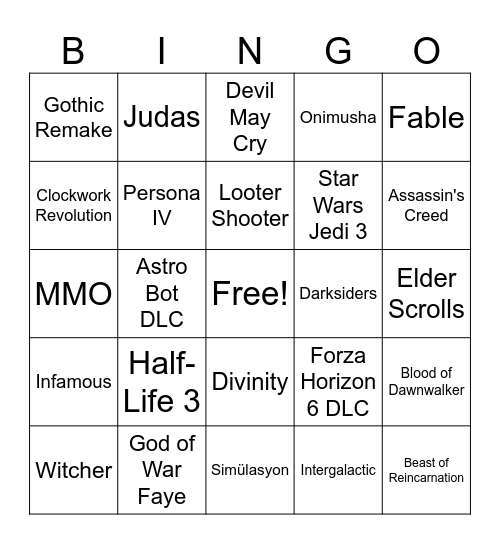 Summer Game Fest Week K4NAL Bingo Card