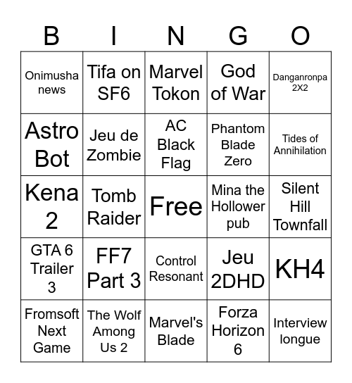STATE OF PLAY 2 JUIN Bingo Card