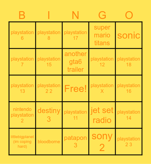 state of play bingo Card