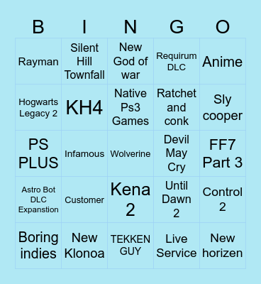 State of Play 2026 Bingo Card