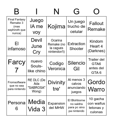 Summer Games Fest 2026 Bingo Card