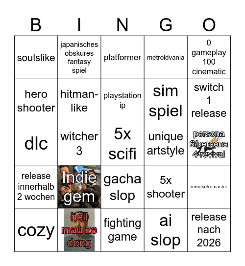 slop of play Bingo Card