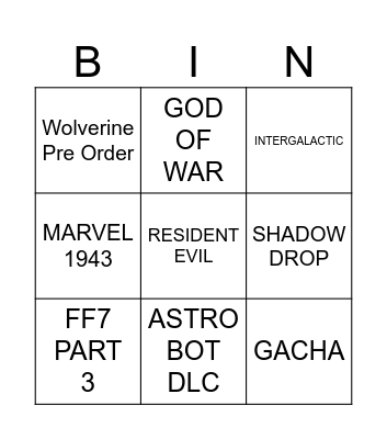 STATE OF PLAY Bingo Card
