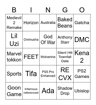 State of Play Bingo Card
