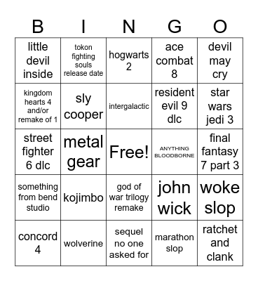 state of play Bingo Card