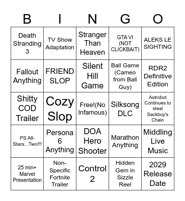 State of May not buy Bingo Card