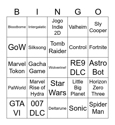 State of Play Bingo Card