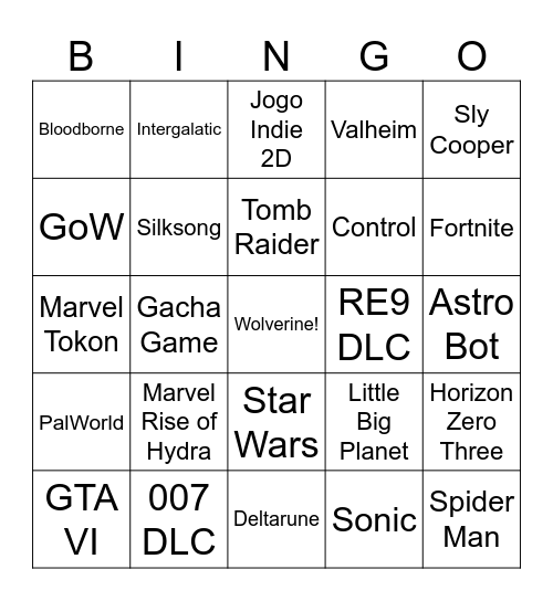 State of Play Bingo Card