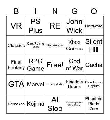 State of Play Bingo Card